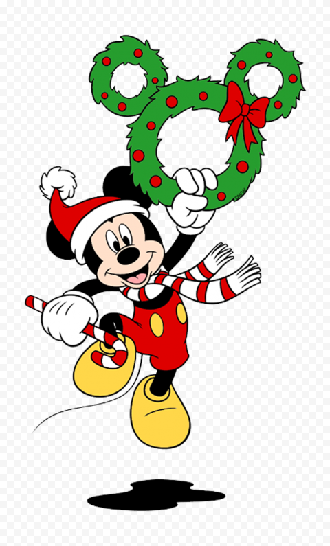 Clipart Mickey Mouse Holding Christmas Wreath | Citypng