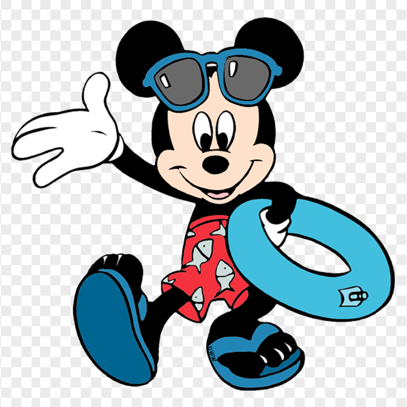 Clipart Mickey Mouse Holding Swim Ring PNG