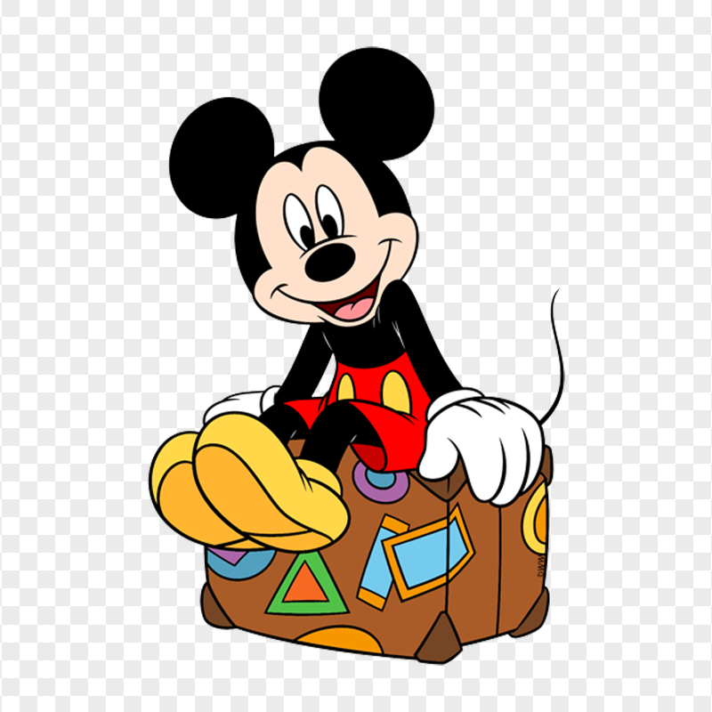 Clipart Mickey Mouse Sitting On Suitcase PNG Image