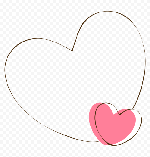 Clipart Outline Heart Frame Cute Love PNG