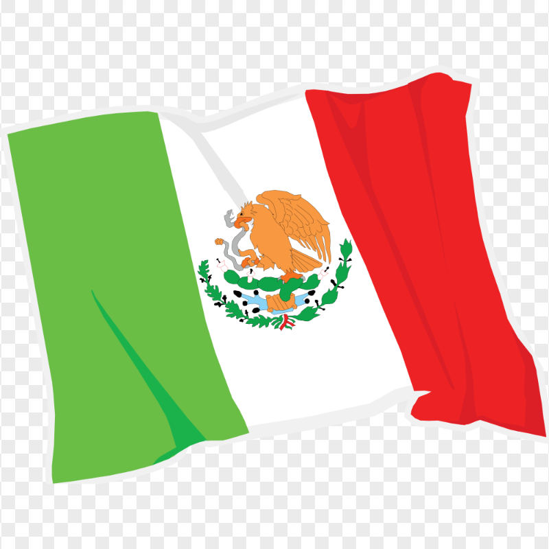Clipart Waving Mexico Flag PNG