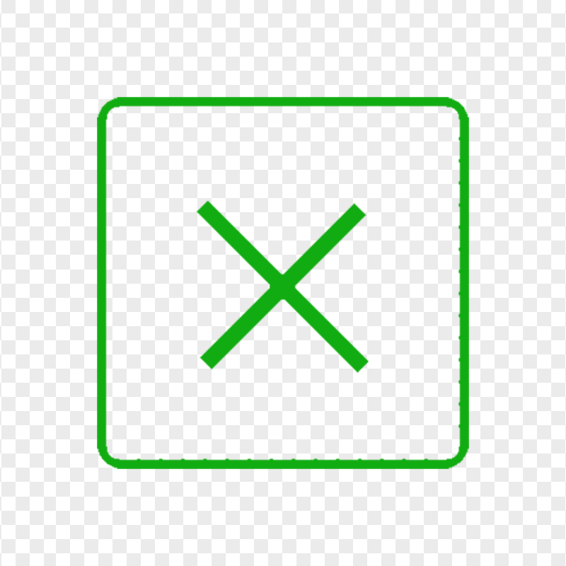 Close Green X Square Icon Transparent Background