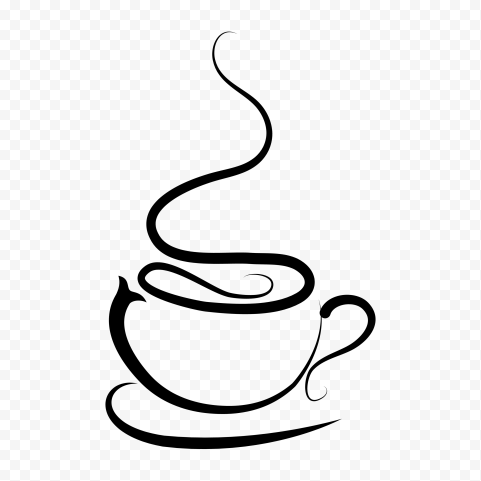 Coffee Cup Black Line Art Silhouette HD PNG