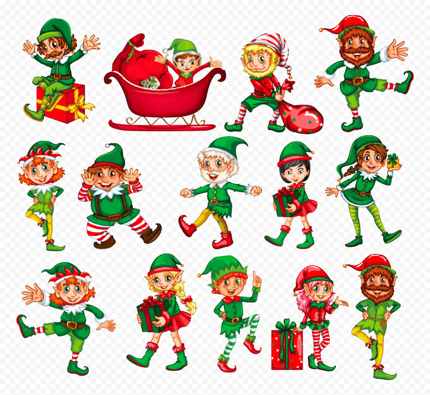 Collection Of Christmas Cartoon Elves Characters PNG Citypng
