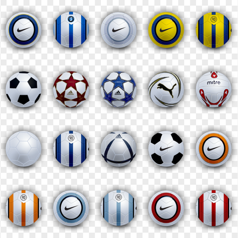 Collection Of Football Balls Nike Adidas Puma