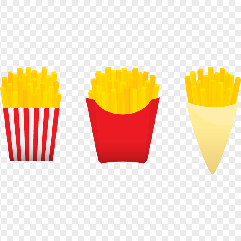 Collection Of French Fries Cartoon Cups