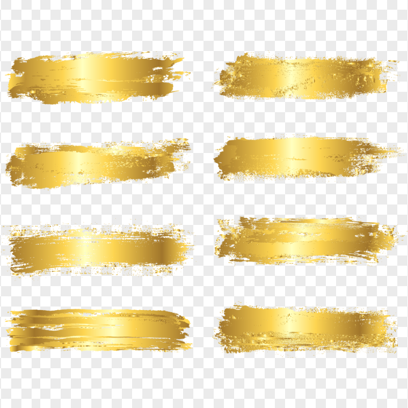 Collection Of Painted Gold Brush Stroke FREE PNG