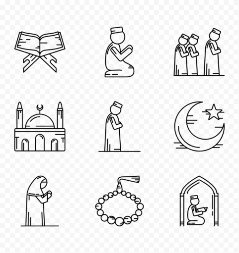 Collection Of Ramadan Muslims Black Icons FREE PNG