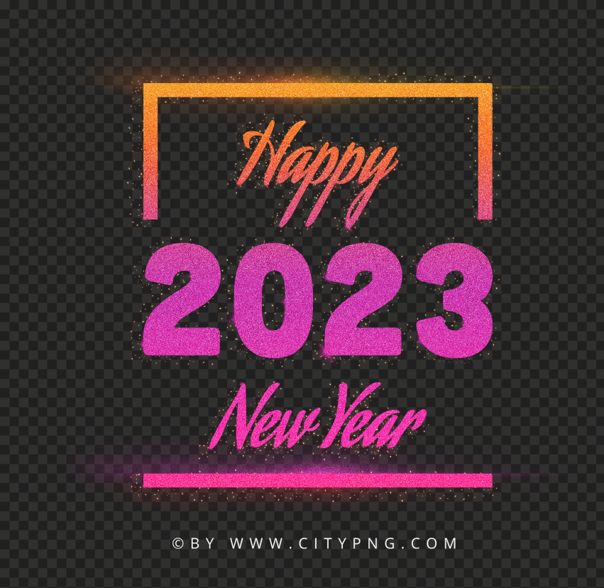 Colored Glitter 2023 Happy New Year Design HD PNG