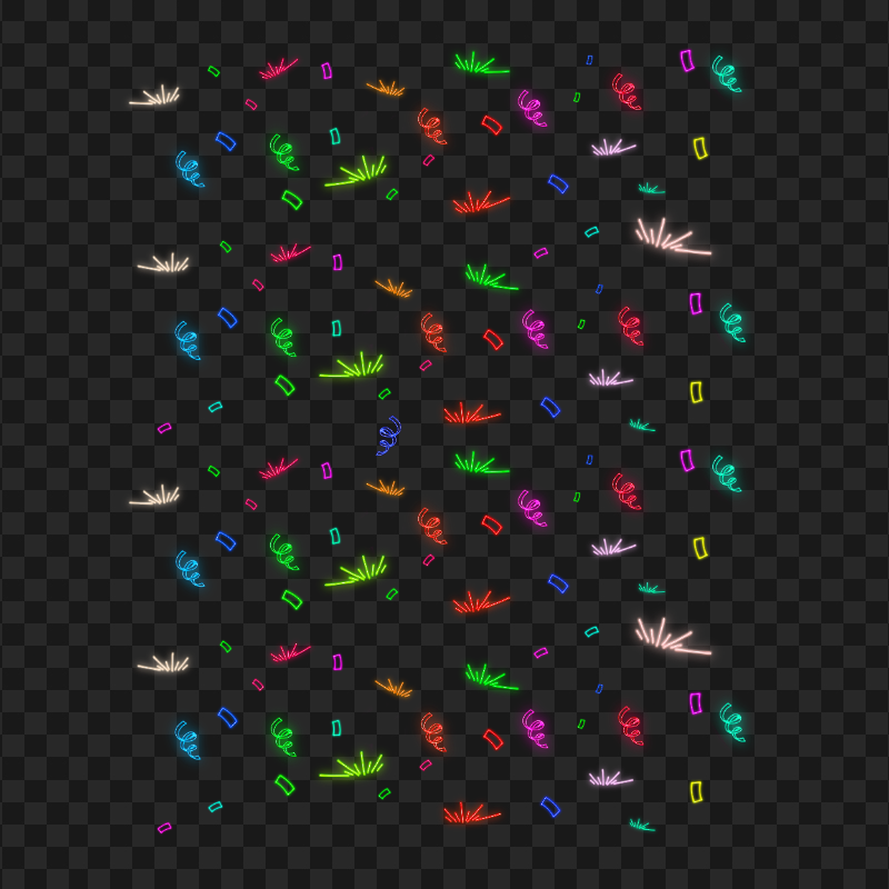 Colorful Neon Glowing Confetti Seamless Pattern PNG