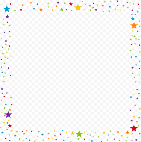 Colorful Stars Square Frame PNG