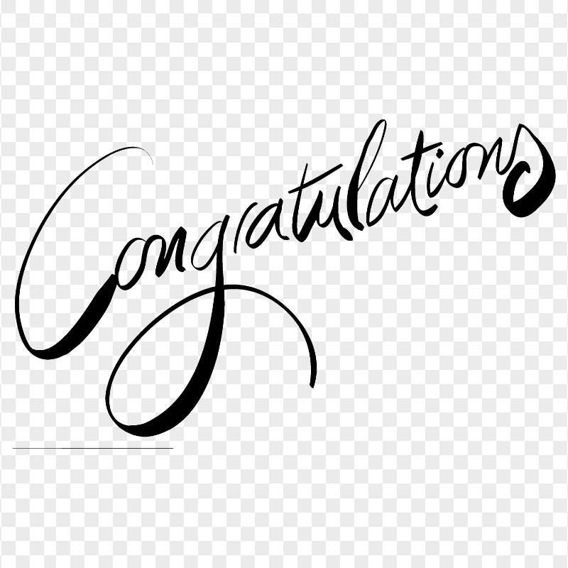 Congratulations Black Text Word Calligraphy Download PNG