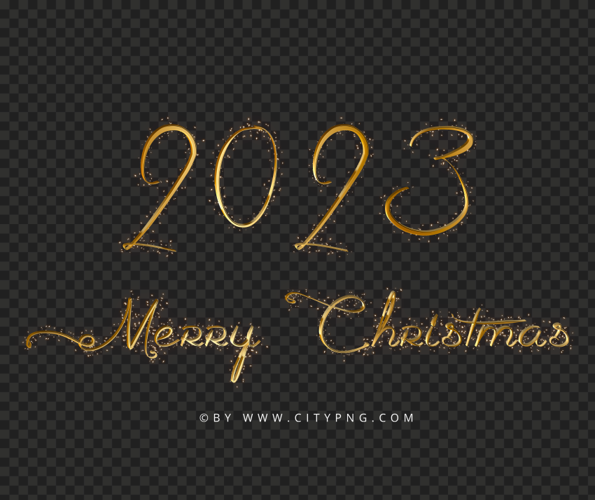 Creative Merry Christmas 2023 Golden Design PNG Image