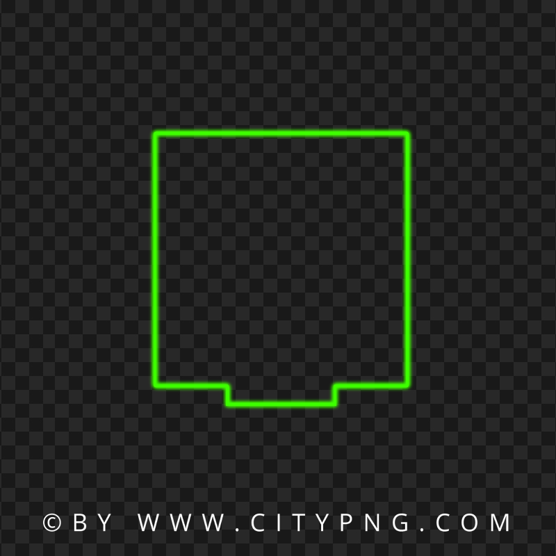 Creative Square Neon Green Frame Border PNG Image