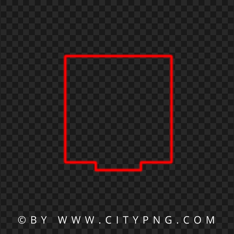 Creative Square Neon Red Frame Border PNG Image