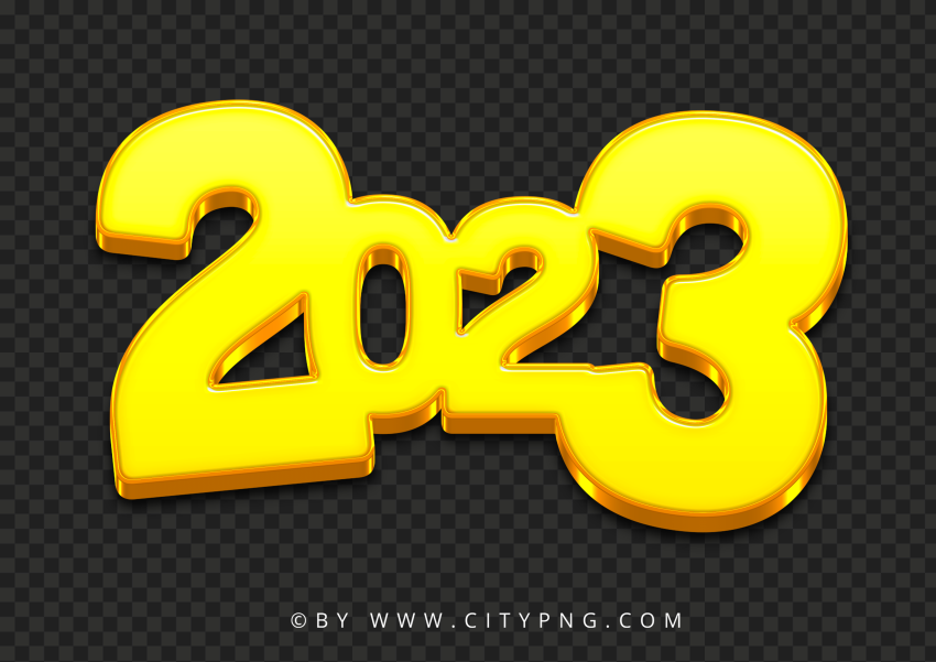 Creative Yellow 2023 Text Numbers PNG