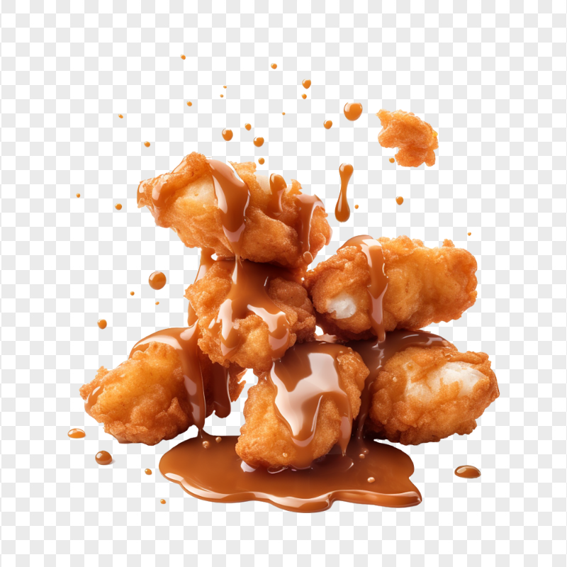 Crispy Nuggets with Sauce Pouring HD Transparent PNG