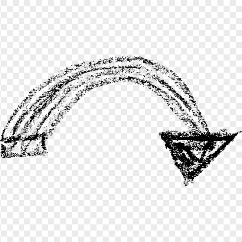 Curved Down Lower Black Chalk Hand Sketch Arrow