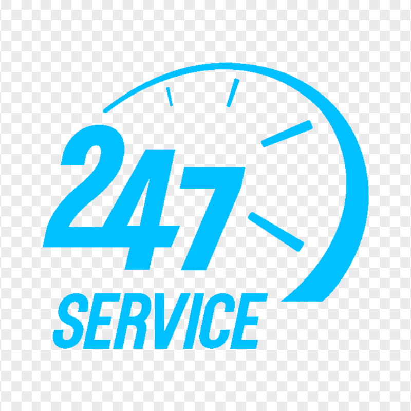 Customer Service Support 24/7 Blue Icon Transparent Background