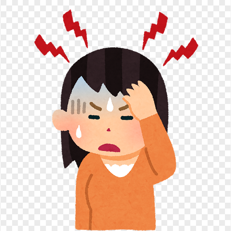 Cute Girl Feels Sick Pain Headache Stress Clipart