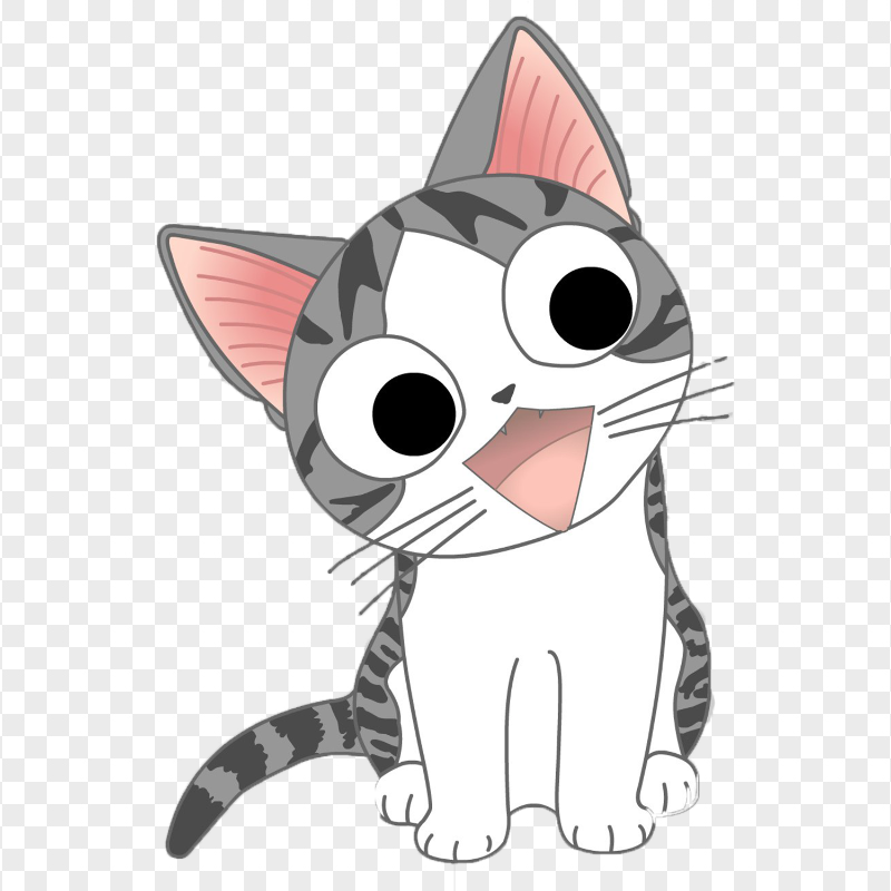 Cute Gray Tabby Cat Cartoon HD Transparent Background
