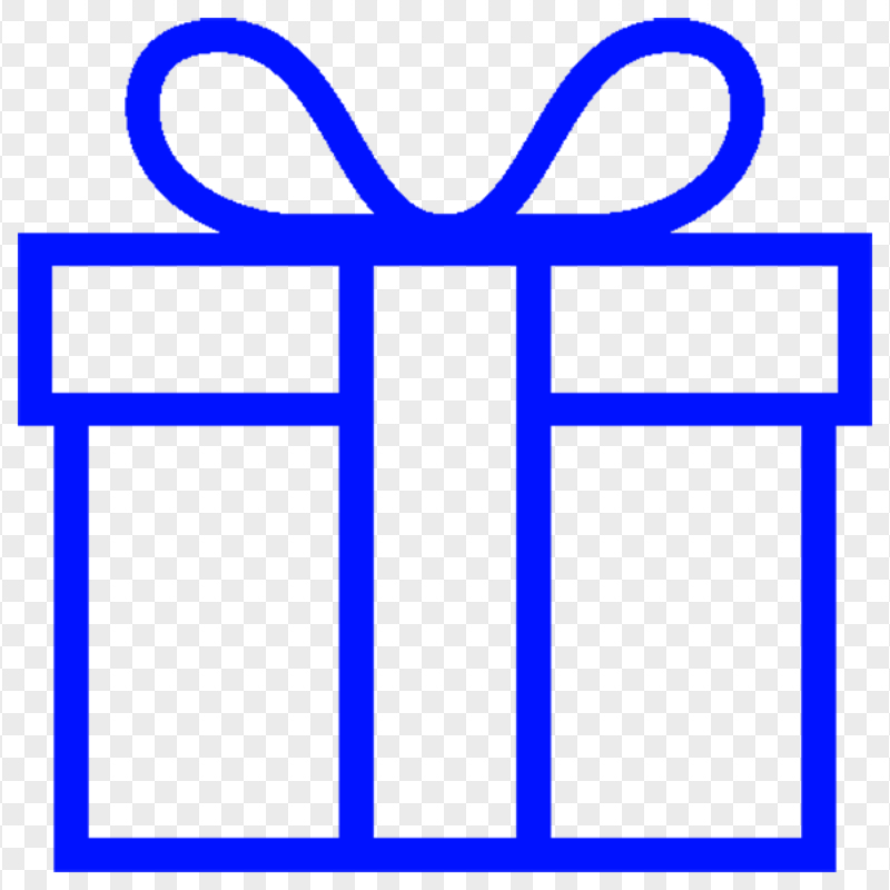Dark Blue Line Outline Gift Box Icon PNG Image