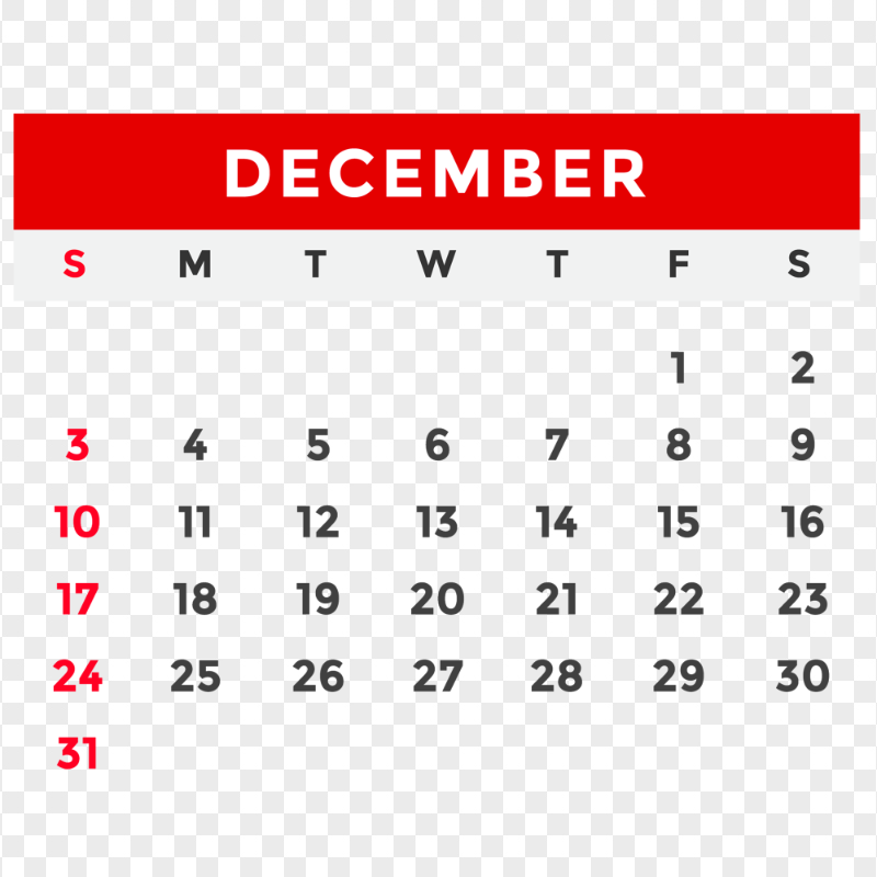 December 2023 Calendar Download PNG