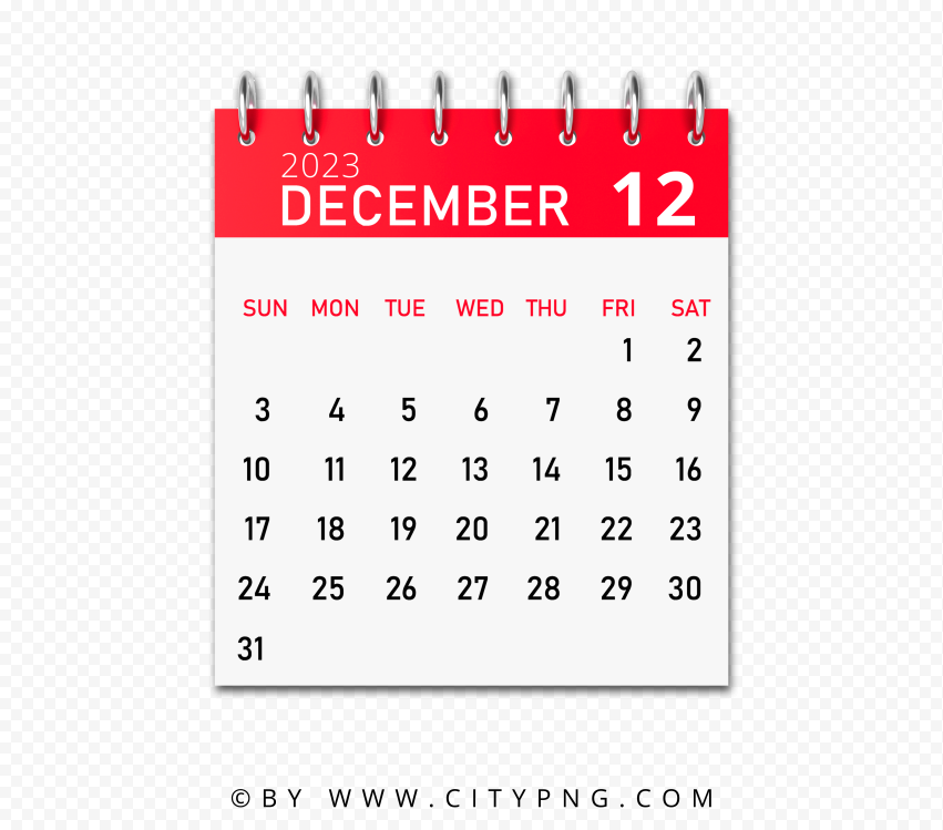 December 2023 Graphic Calendar FREE PNG Citypng