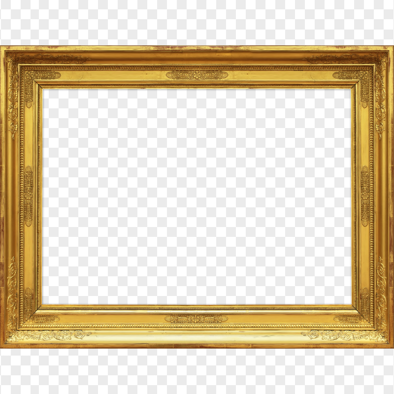 Decorative Golden Wood Frame Transparent PNG