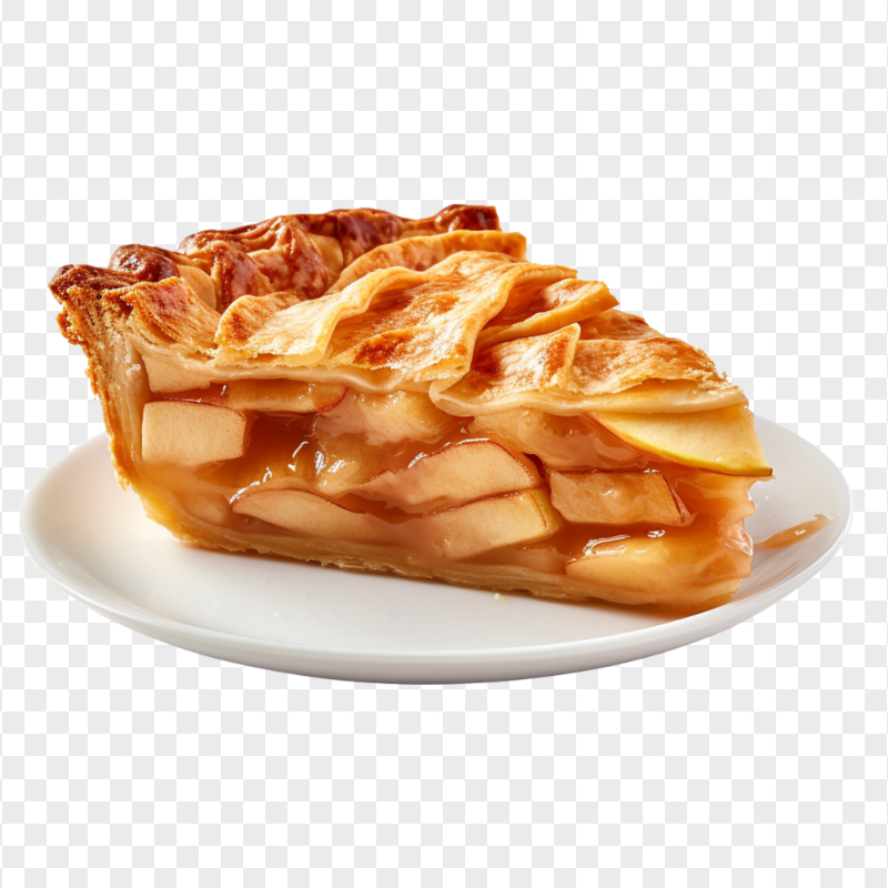 Delicious Apple Pie Slice on Plate HD Transparent Background