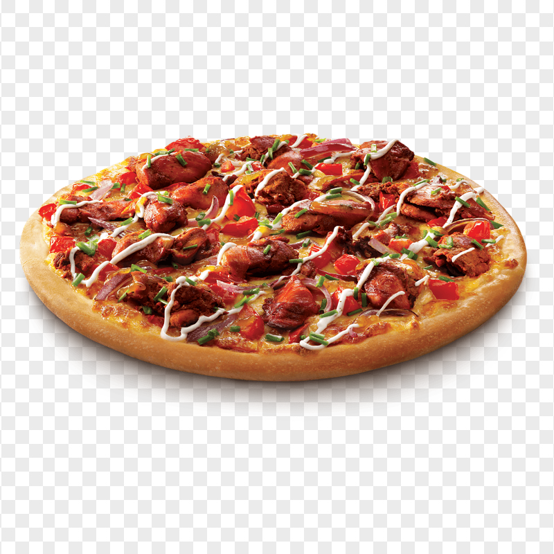 Delicious BBQ chicken Pizza HD Transparent Background