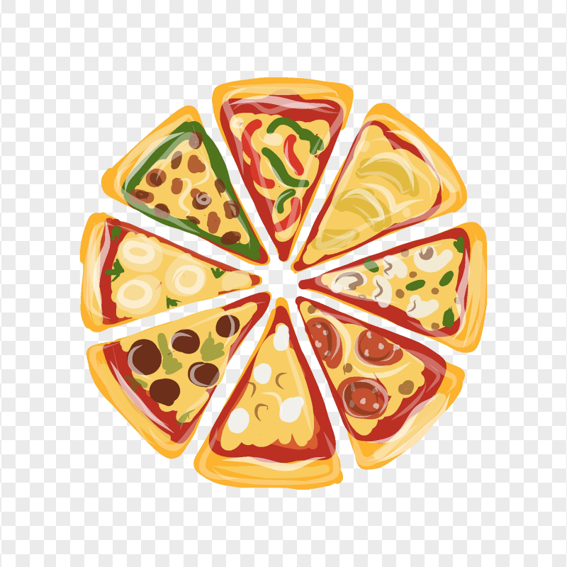Delicious Pizza Slices Vector Art Toppings Transparent PNG