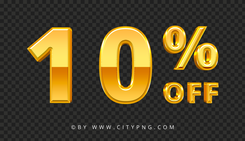 Discount 10 Percent OFF Gold Text Sign Logo FREE PNG