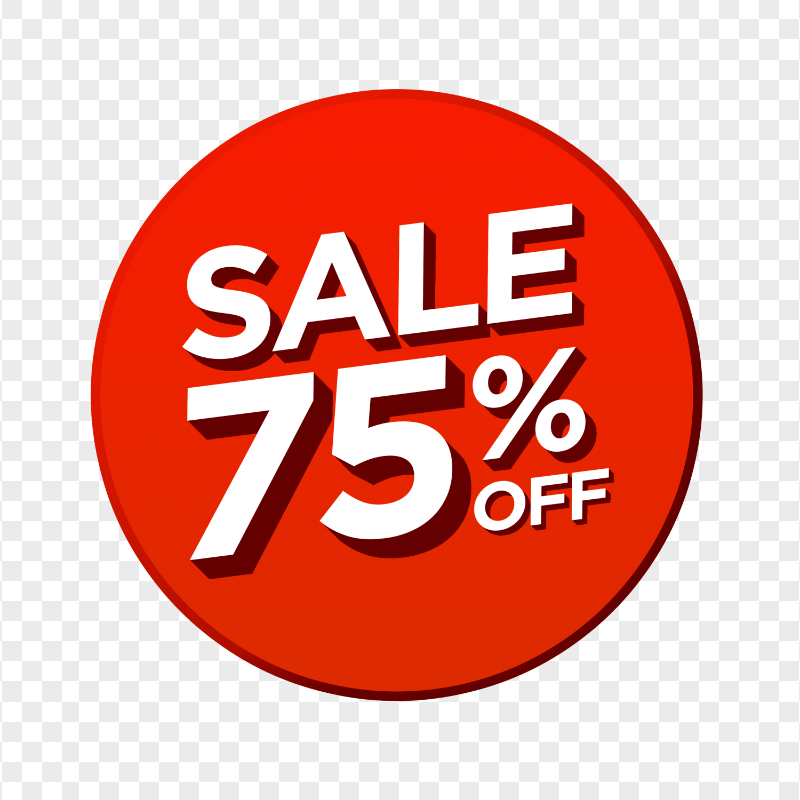 Discount 75% Off Sale Red Badge Transparent PNG