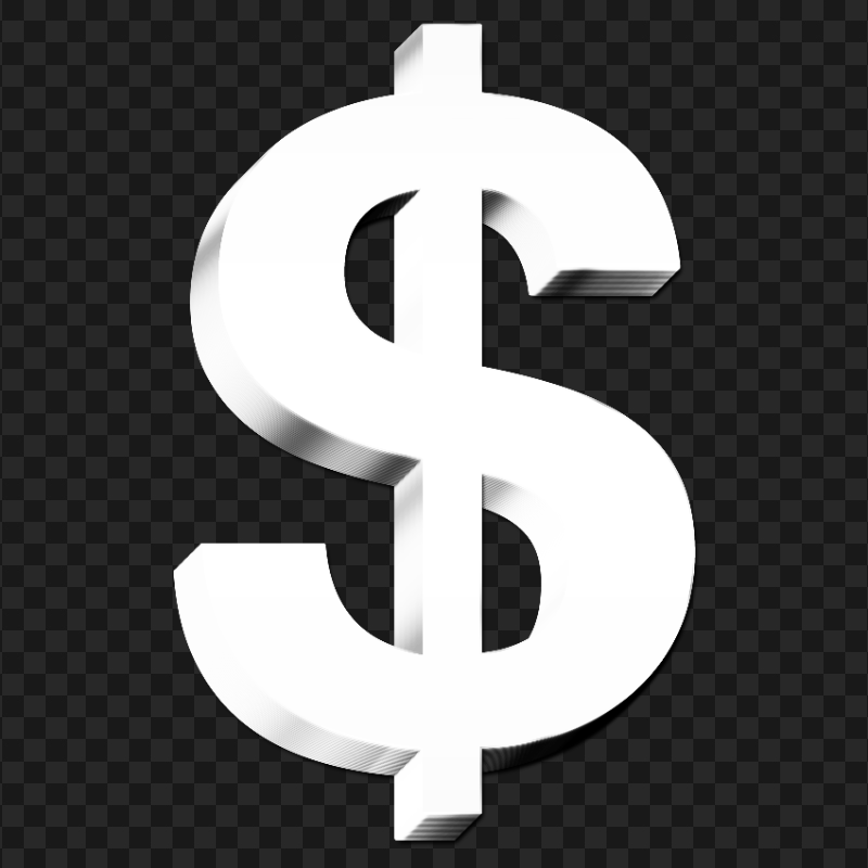 Dollar 3D White Logo Sign PNG