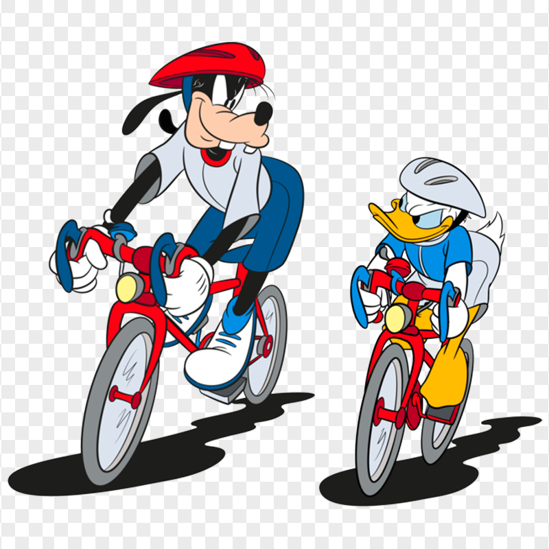 Donald Duck And Goofy Cycling PNG Image