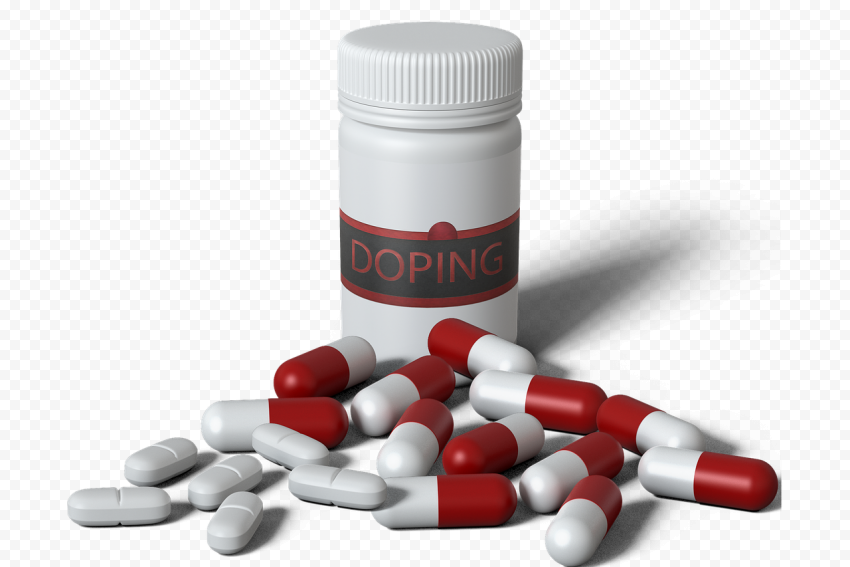 Doping Drugs Pills Bottle Spilling Capsules Oval