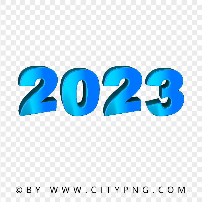 Download Blue Gradient 3D 2023 Text Numbers PNG