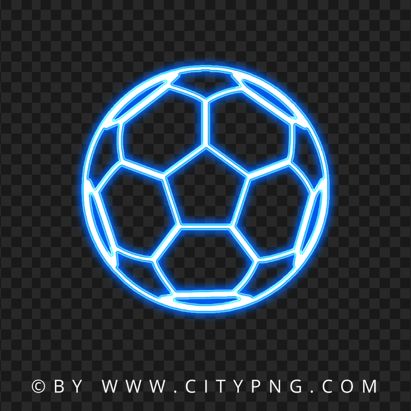Download Blue Neon Football Soccer Ball PNG