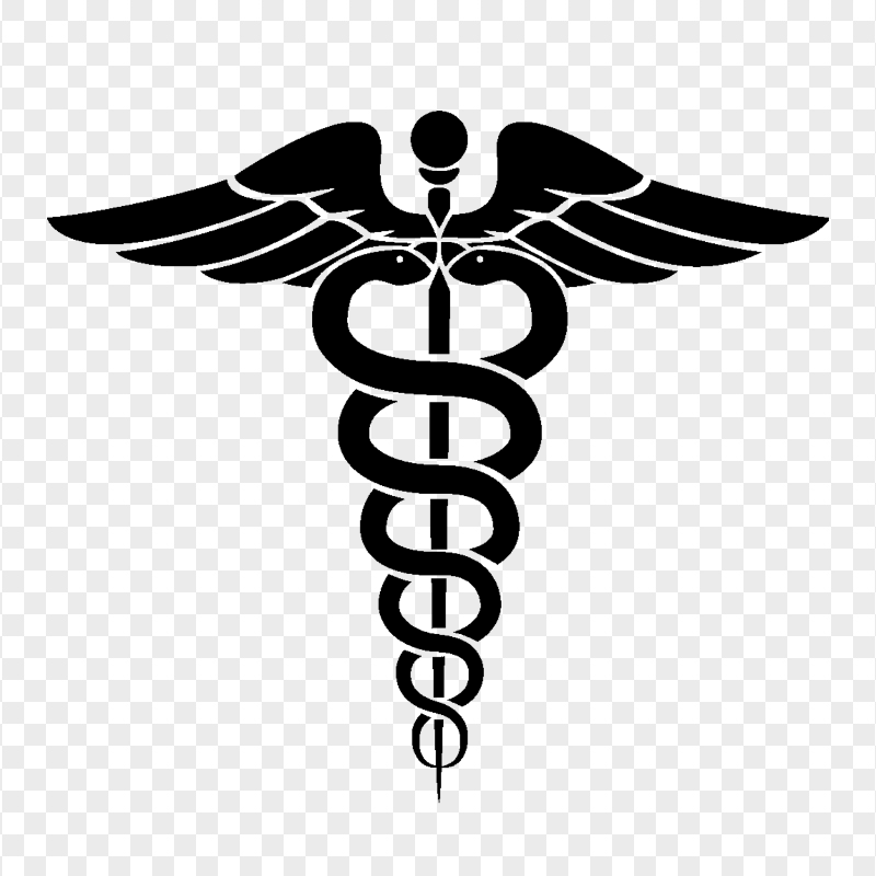 Download Caduceus Black Medical Symbol Silhouette PNG