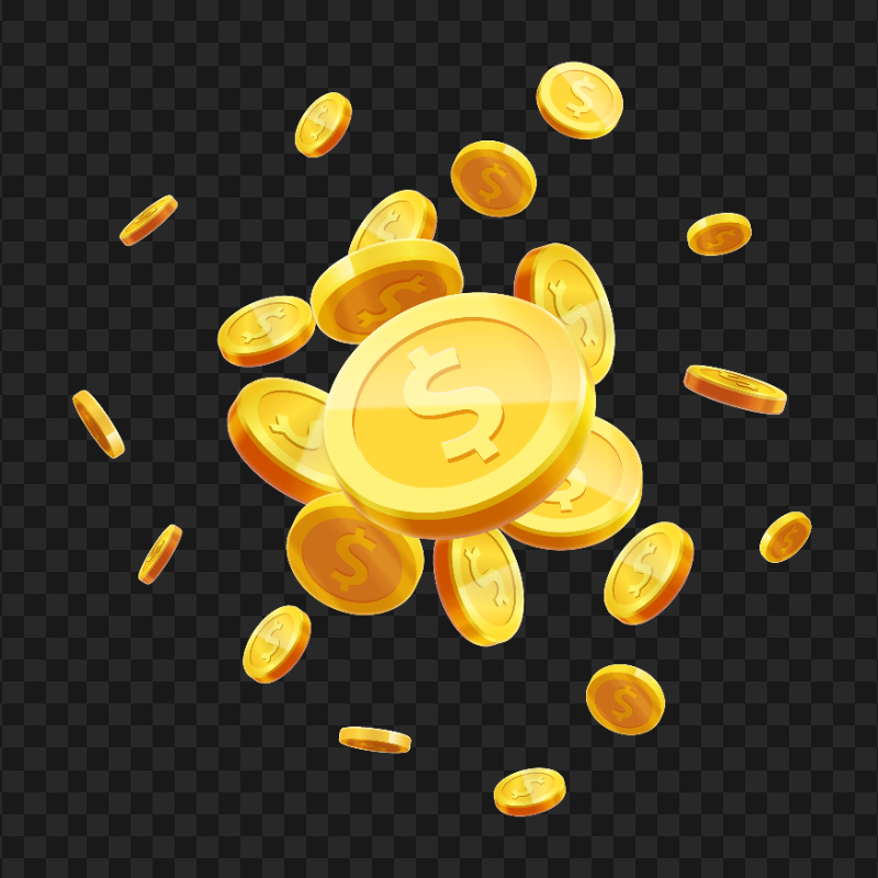 Download Flying Illustration Gold Dollar Coins PNG