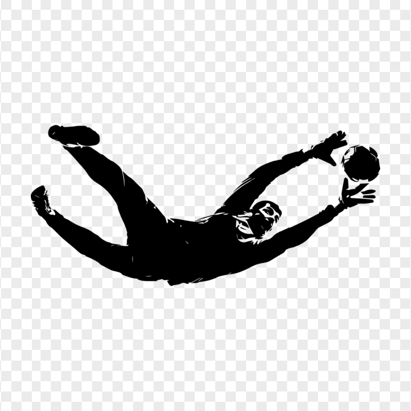 Download Football Goalkeeper Black Silhouette PNG