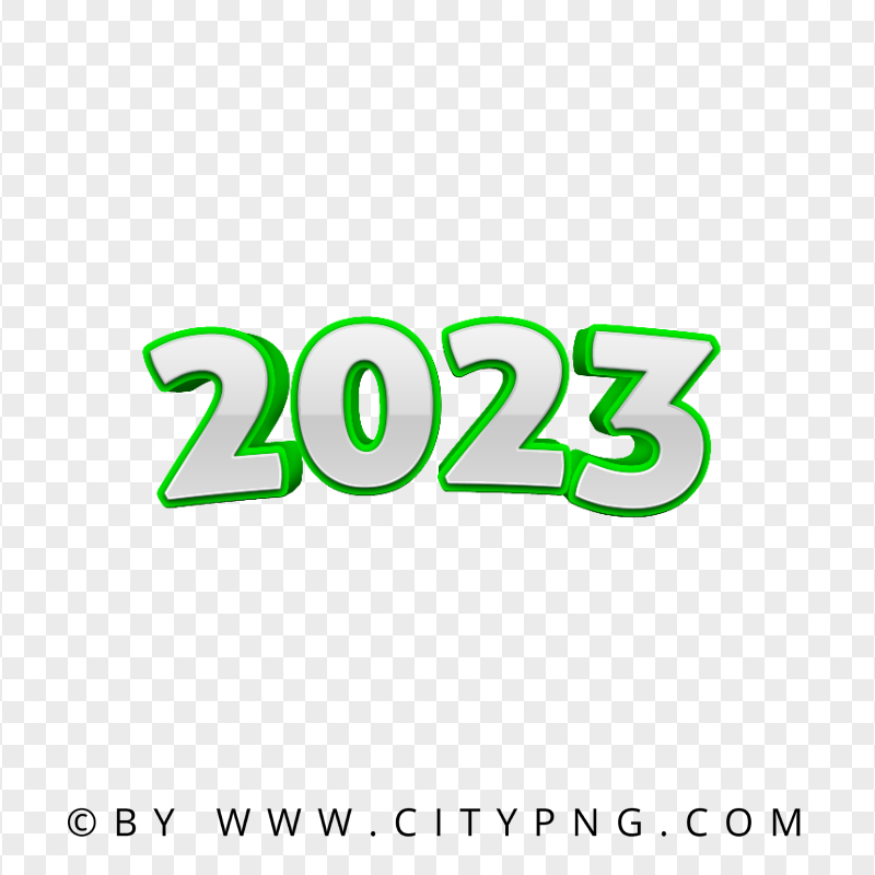 Download Green 3D 2023 Text Numbers PNG