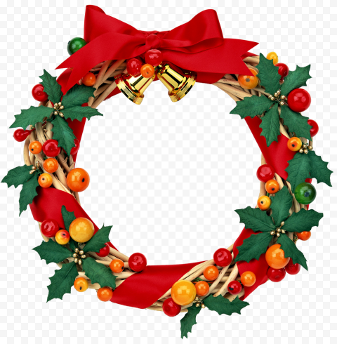 Download HD Decorated Christmas Wreath PNG