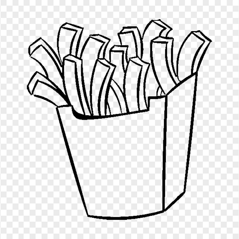 Download HD French Fries Cup Black Outline Icon PNG