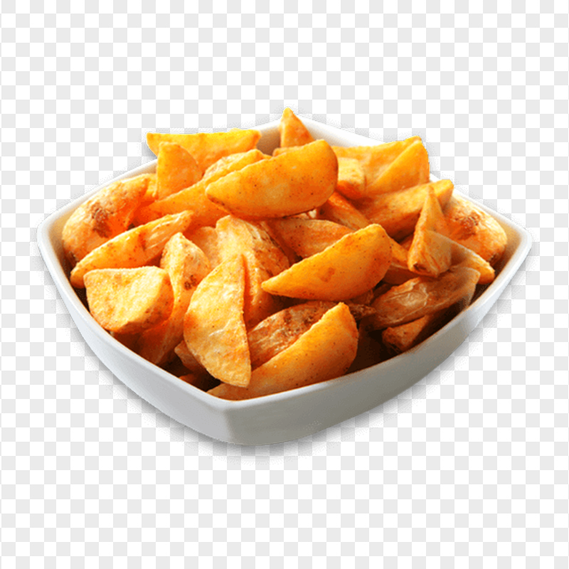 Download HD Fried Potato Wedges On Plate PNG
