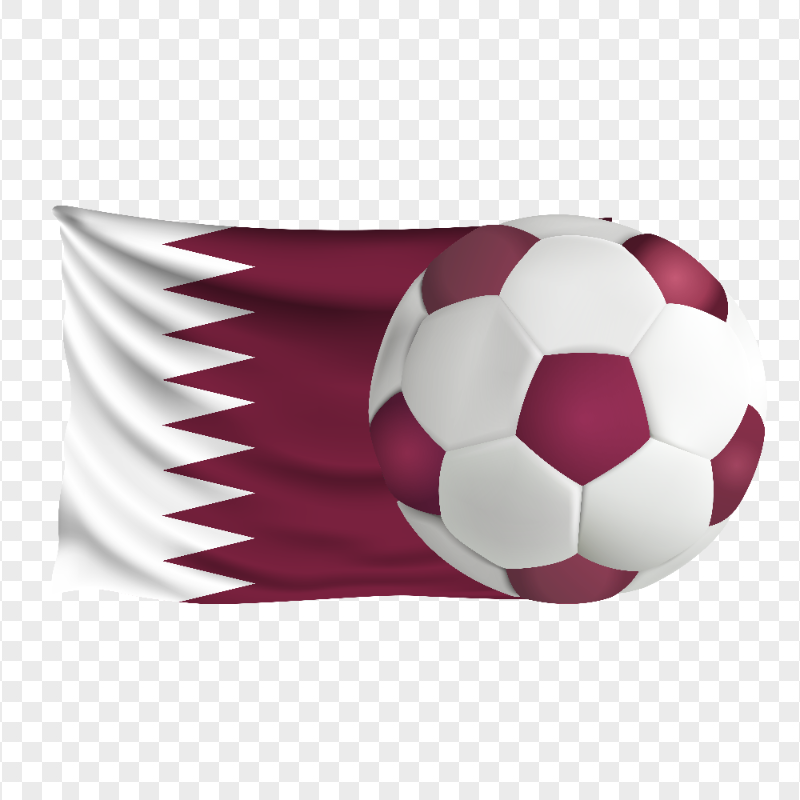 Download HD Qatar Flag With Soccer Football Ball PNG