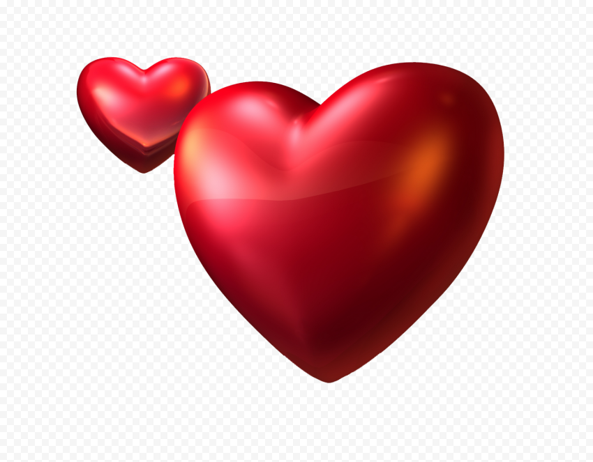 Download HD Two 3D Red Hearts Valentine Love PNG