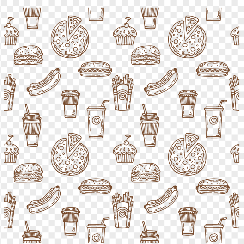 Download Junk Food Items Pattern Seamless PNG