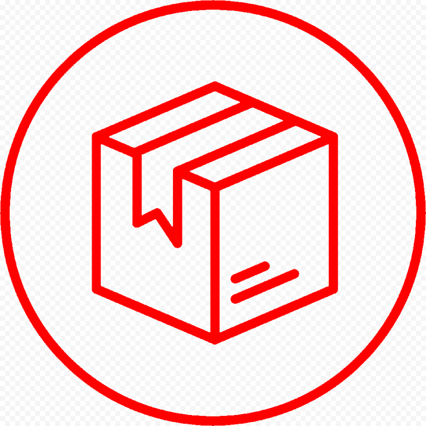 Download Logistics Parcel Red Box Package Round Icon PNG Citypng